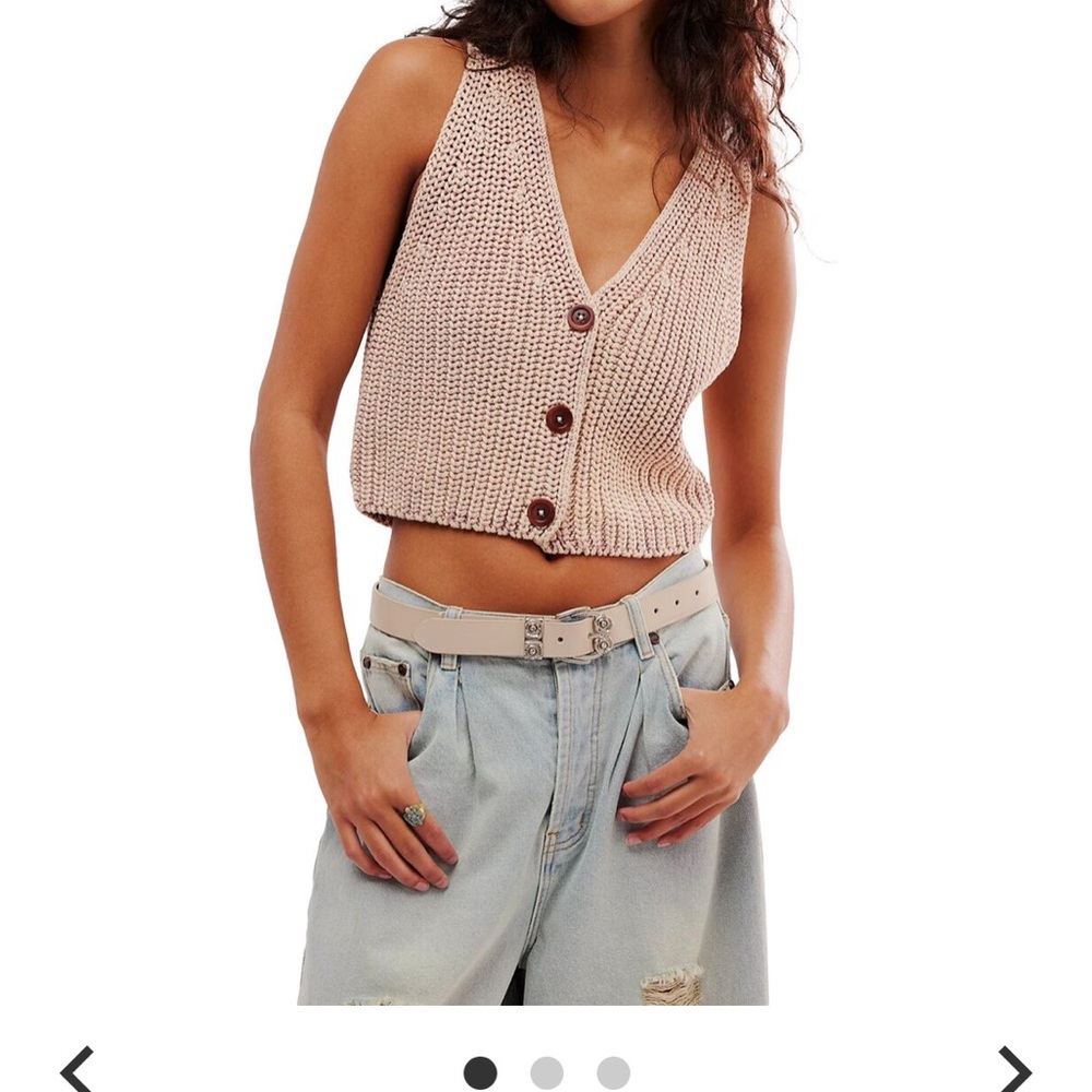 Free People Tan Ribbed Crop Tank Top